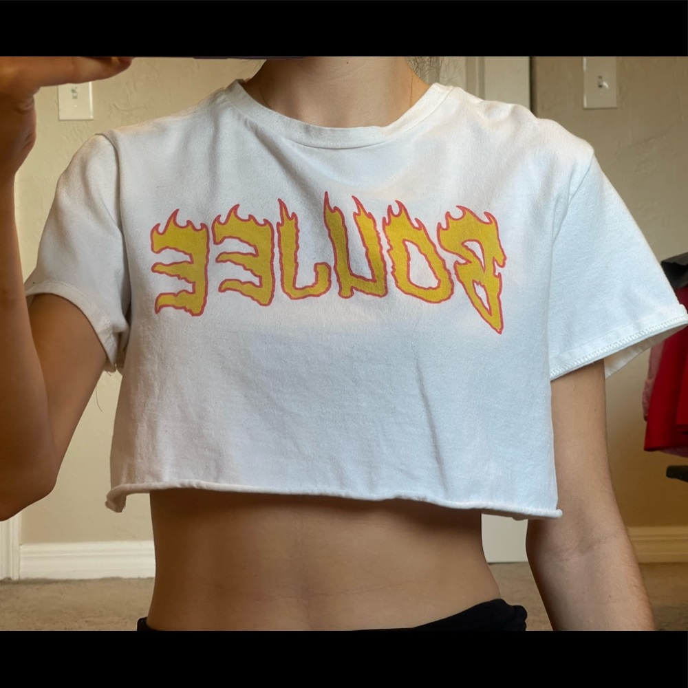 White “BOUJEE” Cropped T-Shirt